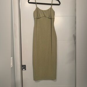 Camila Coelho Sage Green Ribbed Dress